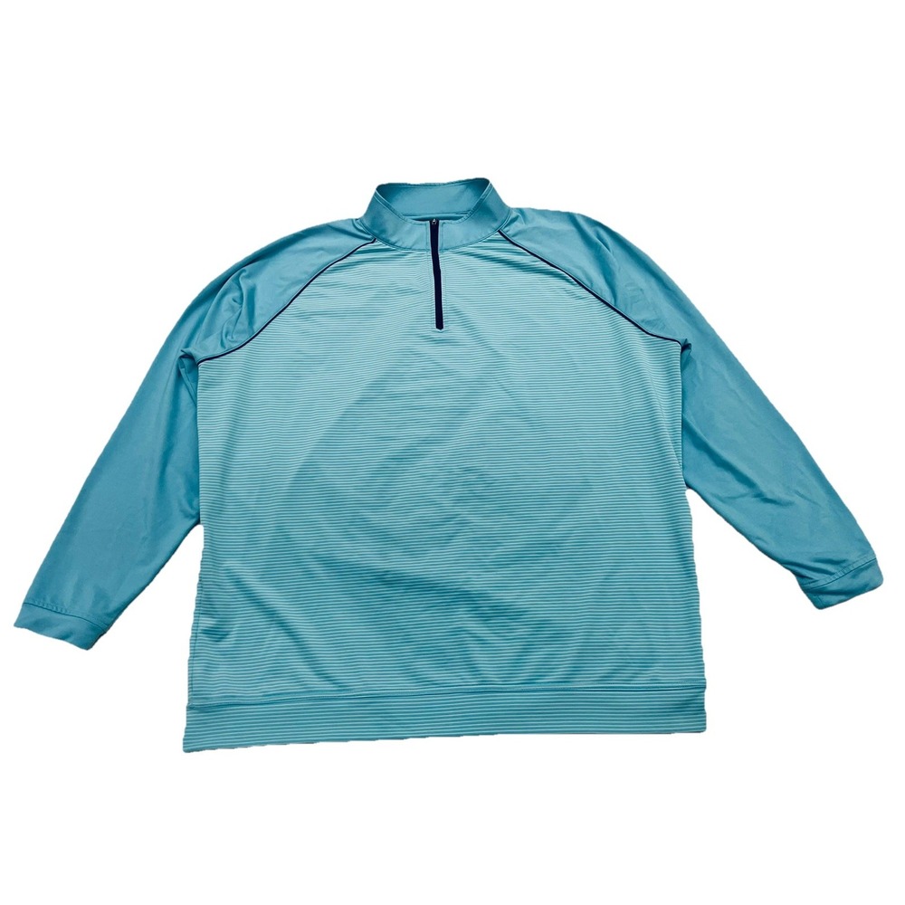 Peter Millar Crown Sport Perth 1/4 Zip XXL Blue Striped Golf Stretch Wicking